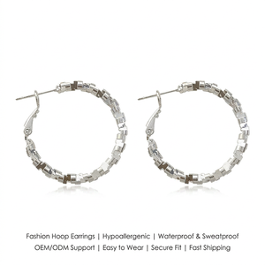 Meilleure Vente 2026 – Boucles d'oreilles pendantes géométriques texturées en laiton plaqué or 18 carats, créoles rondes épaisses, bijoux de luxe pour femme au quotidien - Product Image 2