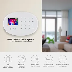 Kerui sistema de alarme de segurança residencial, wi-fi 4g gsm, sistema com 2.4 polegadas, tft, painel de toque, sem fio, tuya, alarme anti-roubo de casa inteligente
