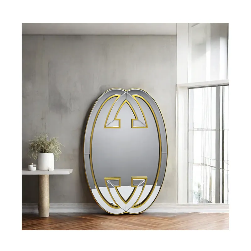 Gran sin marco ovalado largo inclinado colgante piso de pie pared sala de estar dormitorio baño decoración del hogar espejo de lujo Spiegel
