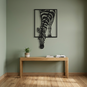 Arte Mural Moderno de Metal con Diseño de Zebra, Decoración Animal Cortada con Láser, Marco Rectangular, Hecho a Mano - Product Image 5