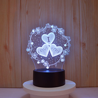 Décoration d'intérieur, lampe de table à LED RGB 16 couleurs, illusion 3D créative en acrylique, cadeau de fête, lampe de nuit