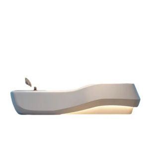 Mostrador de Recepción Blanco de Alta Gama, Diseño Moderno de Forma Orgánica para Interiores de Oficina - Product Image 6