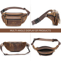 Sacs à bandoulière et sacs de poitrine vintage en cuir imperméable pour hommes, sac banane en cuir véritable pour hommes