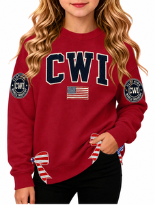 Sudadera Negra de Cuello Redondo para Mujer, Manga Larga, Diseño de Letras Bordadas, Patrón de Bandera Americana, Ropa Urbana de Otoño, Tejido de Algodón - Product Image 4