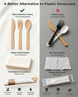 Ensemble de couverts écologiques jetables en bois naturel, ustensiles de cuisine en bambou en gros pour événements en plein air
