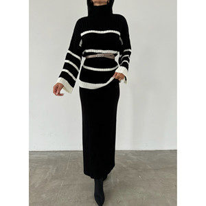 Turtleneck Skirt <b>Knit</b> <b>Set</b> 1500 - Black, Standard Size (5 Pieces) - Product Image 1