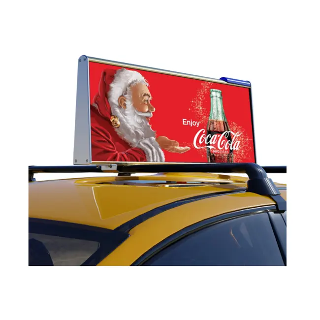 Best design outdoor taxi rooftop led display with standard size 960x320mm double side sign
