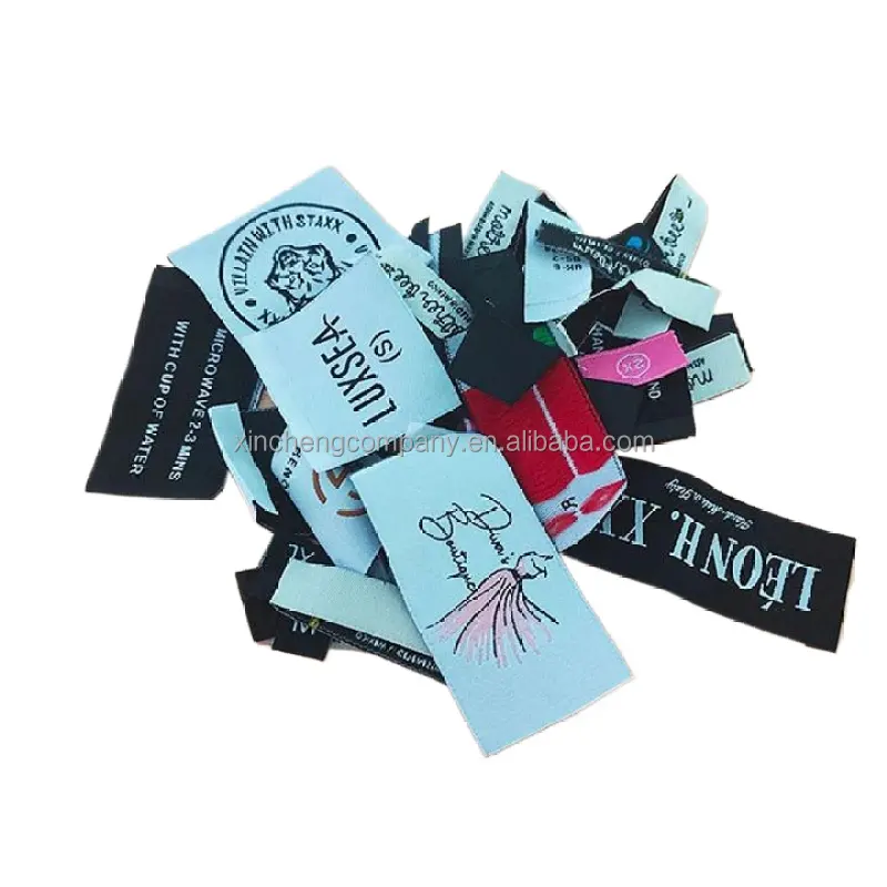 Custom Woven Tags for Clothing Brand Embroidered Sustainable Textile Neck Labels Center Fold for Shoes and Bags