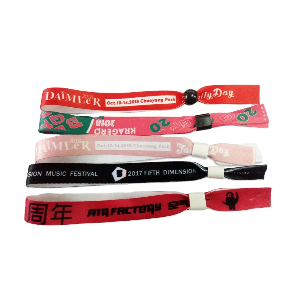 Hoge Kwaliteit Custom Event Festival Party Ribbon Satijnen Stof Eenmalig Gebruik Merken Logo Tekst Afdrukken Polsbandjes Armbanden