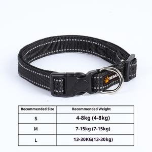 Nouveau collier pour chien en nylon rembourré avec rubans, motif uni, réglable, anti-rupture, réfléchissant, pour une utilisation en extérieur - Product Image 6