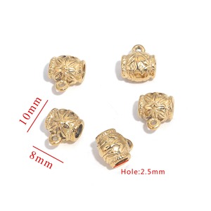 Flower Bail Spacer <b>Beads</b> | PVD Gold Plated Stainless Steel <b>Large</b> Hole Barrel <b>Beads</b> with Loop for DIY Bracelet Necklace Making - Product Image 2