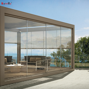 Véranda moderne en aluminium pour balcon, véranda extérieure, <span class=keywords><strong>toit</strong></span> <span class=keywords><strong>plat</strong></span> en verre incurvé pour pool house, gazebo, pergola, hôtel, appartement - Product Image 4