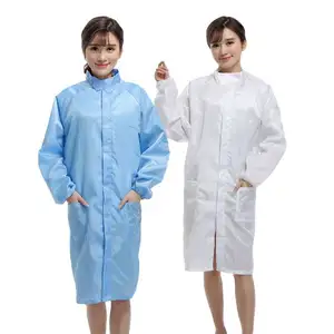 China Fabriek Stand Kraag Anti-Statische Kledingstukken Met Ritssluiting Clean Room Esd Kleding