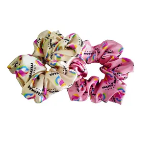 Custom Printed Girls Hair Bands Elastic Custom Colors Logo Hair Scrunchies With Small Moq