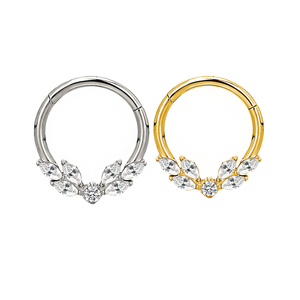 El más nuevo ASTN titanio implantado grado Piercing joyería CNC conjunto 6 Marquesa CZ con anillo de segmento central CZ redondo Cliker - Product Image 1