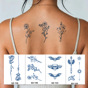 Tatuaje Temporal Personalizable <span class=keywords><strong>de</strong></span> Jugo Herbal, Semipermanente, Seguro, No Tóxico, Resistente al Agua, Duración <span class=keywords><strong>de</strong></span> 1-2 Semanas, Diseño Floral <span class=keywords><strong>para</strong></span> la Espalda - Product Image 1