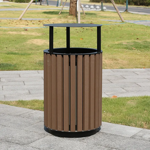 Poubelle extérieure grande poubelle en bois poubelle de parc à l'extérieur poubelle de recyclage commerciale publique avec <span class=keywords><strong>cendrier</strong></span> - Product Image 1