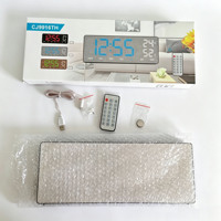 Horloge murale numérique LED moderne de 15 pouces avec télécommande, affichage de la température et de l'humidité, minuteur de compte à rebours, luminosité réglable, pour chambre à coucher ou table