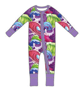 Mamelucos Qingli OEM de fábrica personalizada para bebé, Pelele para bebé de punto con estampado de ondas y volantes, Camisetas De Beb sin tarifa - Product Image 4