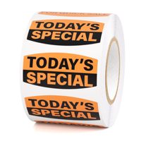 Stiker Vinyl Oranye Fluoresen Tahan Air Logo Kustom Label Spesial Hari Ini 0.75x1.375" Stiker Toko Kelontong Label Harga Kue