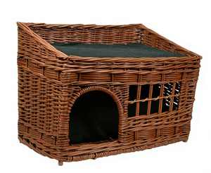 Casa para Gatos de Mimbre Marrón Premium de 2 Niveles - <span class=keywords><strong>Cueva</strong></span> Cerrada de Ratán Natural con Percha Superior y Cama Multinivel - Product Image 6