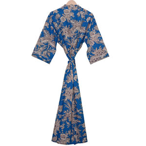 Robe Kimono Orange Faite Main pour Femme 100% Coton Indien – Tenue de Plage et de Détente pour Printemps/Été, Peignoir de Nuit et Robe de Plage - Product Image 4