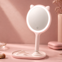 Miroir de maquillage à LED avec commande tactile, lumière à intensité réglable, grossissement 5x, base de rangement amovible pour la beauté à domicile