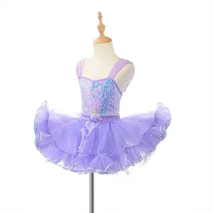 2024 Girls Sequin Gauze Dress Princess New Dance Costume Pink For Children