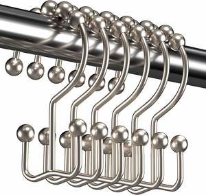 2023 Wholesale Rust-proof Waterproof High Quality Decorative Brushed Nickel Double-sided Shower <b>Curtain</b> Hooks - Product Image 1