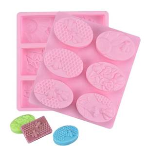 MUYULINS Factory 6-cavity Oval Cuboid Shape Maker LFGB Platinum Non-stick BPA-free <b>Silicone</b> Soap Mold - Product Image 1