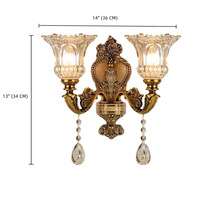 Applique murale en cristal classique en alliage de zinc rétro chambre lampe de chevet hôtel couloir antique luxe décoration éclairage intérieur