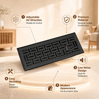 Grille d'aération en fer réglable 4*14 de haute qualité, motif chinois, pour plancher, intégrée dans un meuble en bois pour gîte