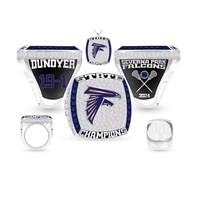 Bague Commémorative Sportive Traditionnelle Plaqué Or Personnalisée, Alliage Bicolore, Décoration en Cristal, Détails Gravés, Emblème du Club