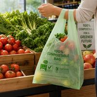 Volledig Biologisch Afbreekbare Vest Draagtas 100% Compostabel PLA PBAT Boodschappen Winkel Ecologisch Groothandel Bulk OEM