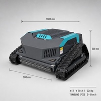 Tondeuse à gazon électrique télécommandée sur chenilles avec deux moteurs de traction de 800 W, une plateforme de 700 mm et un générateur de 2500 W