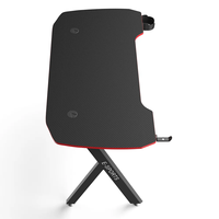 Table de jeu Wquantum, style course automobile, design e-sport, bureau gamer en forme de Y avec cadre métallique et surface en bois, porte-gobelet