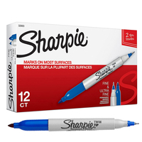 Stylo marqueur fin Sharpie 32000 à deux pointes, encre à séchage rapide, écriture lisse pour bureau, laboratoire, industriel, 4 couleurs