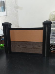 Juego completo de paneles de valla de jardín WPC para exteriores DIY, presión <span class=keywords><strong>privada</strong></span>, grano de madera, modelado en relieve 3D, balcones de aluminio, Villa Park - Product Image 4