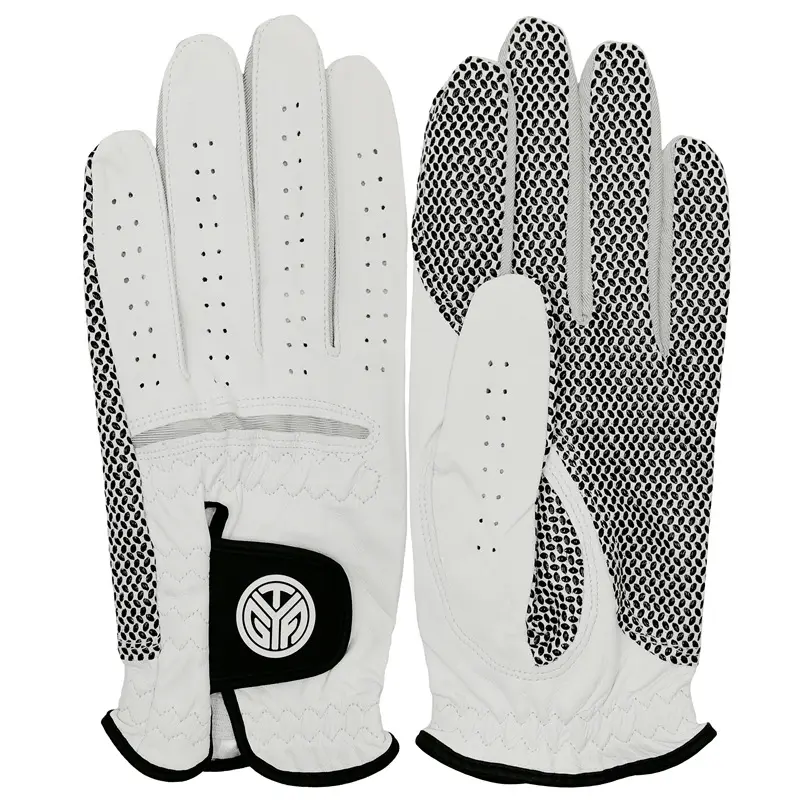 Nouveau logo brodé Blanc Cabretta Golf Sport Gants Homme