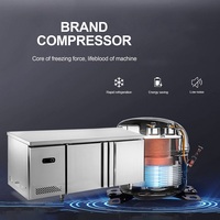Comptoir de restaurant commercial Banc de travail en acier inoxydable Réfrigérateur de cuisine à refroidissement direct 280L Conservation de la fraîcheur