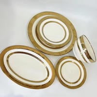 Vaisselle en céramique plaquée or, exquise et très vendue, assiette et bol en porcelaine, acceptation de la personnalisation du design, du logo et de l'emballage