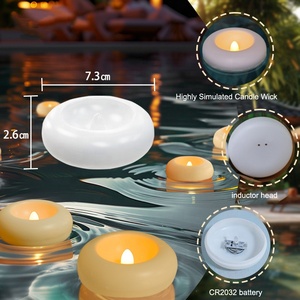 Flameless nhựa không thấm nước nến trà ánh sáng lãng mạn trang trí đám cưới nhấp nháy nước nổi <span class=keywords><strong>LED</strong></span> tealight nến - Product Image 4