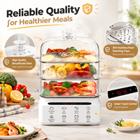Cuiseur vapeur électrique en acier inoxydable avec cuve intérieure, contrôle par micro-ordinateur, 20 quarts, arrêt automatique de sécurité, durable, polyvalent pour l'extérieur