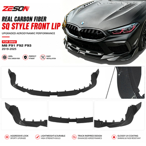 Lame avant 3 pièces en fibre de carbone sèche style SQ avec canards pour <span class=keywords><strong>BMW</strong></span> M8 F91 F92 F93 Coupé Cabriolet Gran Coupé Brillant - Product Image 2