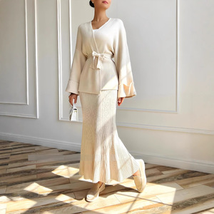 Women's Knit Sweater Lace-Up Top Halter <b>Skirt</b> 2 Piece Set Fashion - Product Image 1