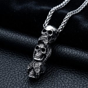 Collar con Colgante de Tres Esqueletos de Acero Inoxidable Yunnique, Estilo Europeo, Cadena Negra para Hombre de 60 cm, Accesorio de Joyería de Moda - Product Image 1