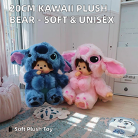 Peluche Kawaii Monchhichi Stitch Lapin Thème La Reine des Neiges 20cm Rembourrée en Coton PP, Figurine Douce en Peluche avec Costume d'Animal Mignon