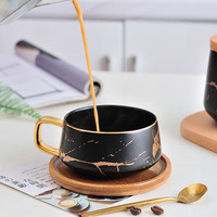 Tasses à thé, expresso et cappuccino en porcelaine de style nordique, bord doré, marbre, mug et tasse à café en céramique de luxe