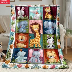 Couverture en flanelle à motifs d'animaux mignons, couverture de sieste réversible, confortable et chaude pour les voyages, le camping, impression personnalisée OEM ODM - Product Image 6
