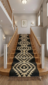 Geometric Southwestern Wool <b>Jute</b> <b>Rug</b> | Handwoven Boho Tribal Carpet for Farmhouse Hallway Entryway Bedroom Living Room Decor - Product Image 4